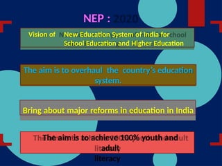 NEP 2020 :HIGHER EDUCATION ENVISION AND PERSPECTIVE | PPTX