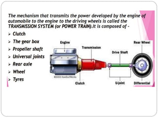 Introduction to Transmission system used in automobiles, machine tools ...