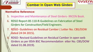 1.Camber Measurement, Method & procedure and Loss of Camber in Open web ...