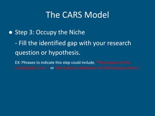 Crafting Effective Research Paper Introductions Using the CARS Model | PDF