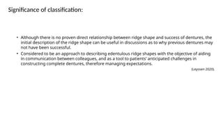 Jagged Ridge Classification Ridge Classification and Neutral Zone Technique in Prosthodontics | PPTX
