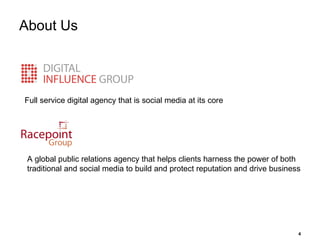 About Us Full service digital agency that is social media at its core A global public relations agency that helps clients harness the power of both traditional and social media to build and protect reputation and drive business 