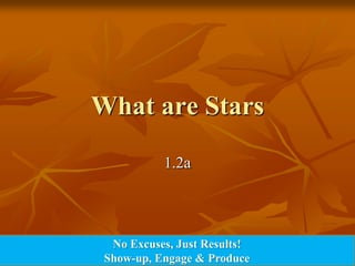 What are Stars 1.2a No Excuses, Just Results! Show-up, Engage & Produce 