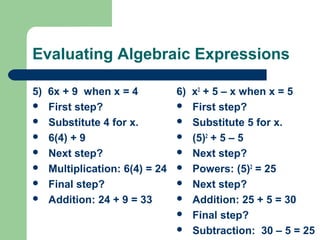 1.2 algebraic expressions and models | PPT