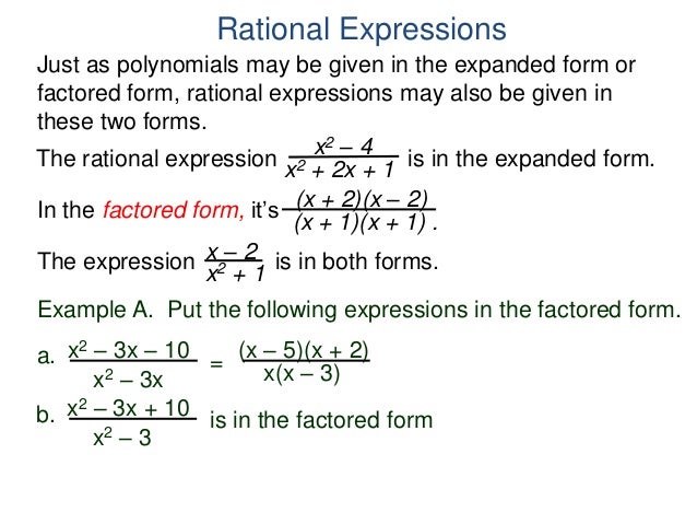 1 3 rational expressions rational form