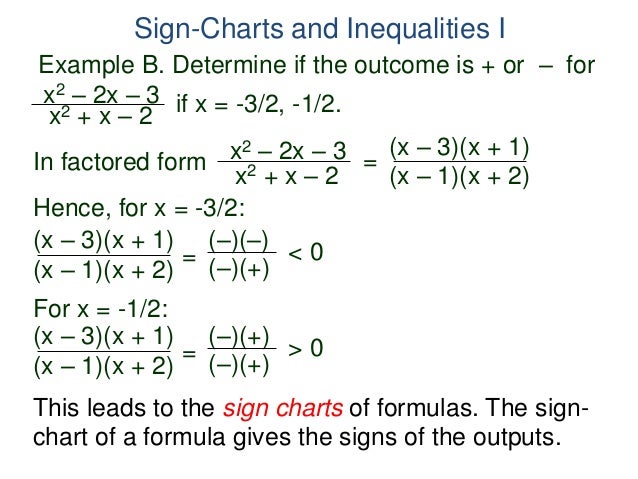 1 2 review on algebra 2 sign charts and inequalities sign chart algebra