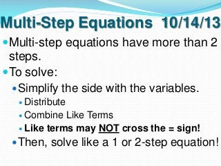 1 2 solving multi-step equations | PPTX