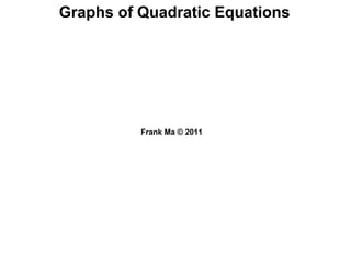 Graphs of Quadratic Equations Frank Ma © 2011  