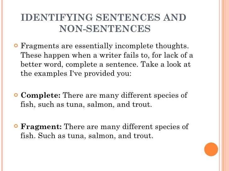 Identifying Sentence And Non Sentence Worksheets