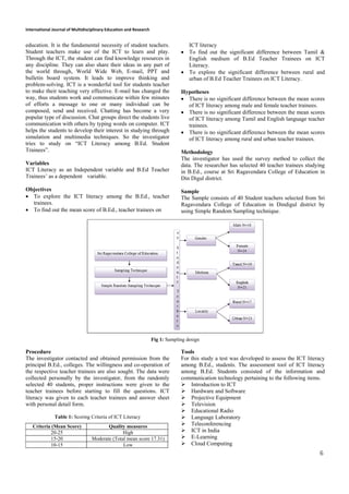 ICT Literacy among B.Ed Teacher Trainees | PDF