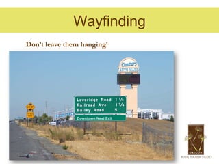 Wayfinding
Don’t leave them hanging!




               Downtown Next Exit
 