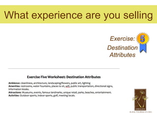 What experience are you selling

                      Exercise:
                     Destination
                      Attributes
 