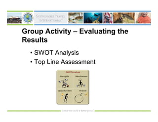 Group Activity – Evaluating the
Results
  • SWOT Analysis
  • Top Line Assessment
 
