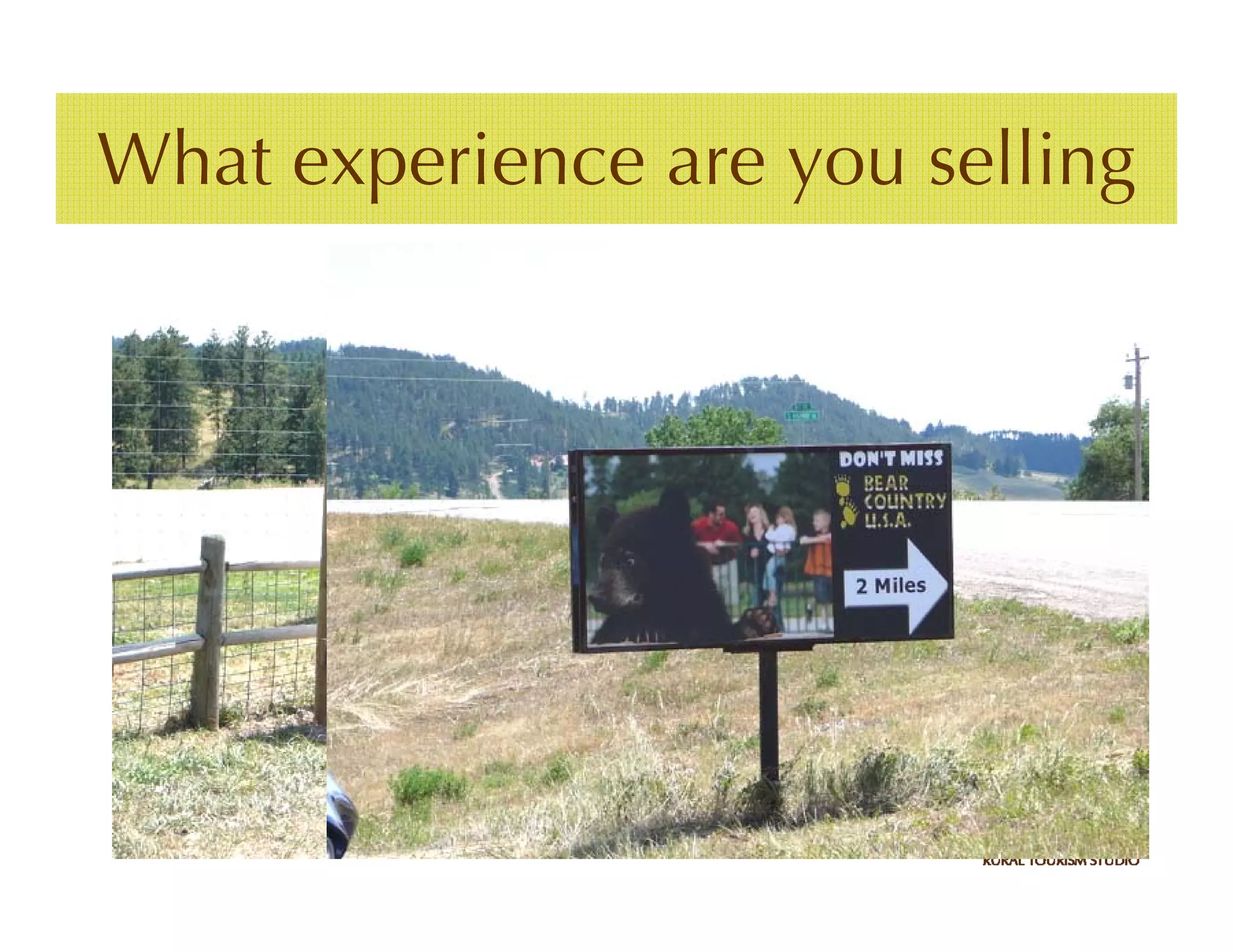 What experience are you selling
 