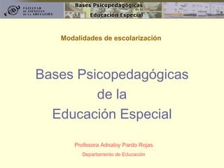 [object Object],[object Object],[object Object],Profesora Adnaloy Pardo Rojas Departamento de Educación Modalidades de escolarización  
