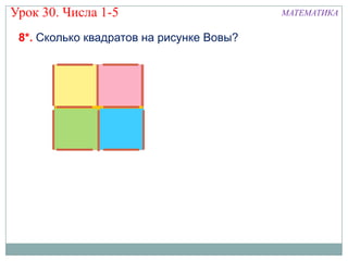 Урок 30. Числа 1-5                        МАТЕМАТИКА

 8*. Сколько квадратов на рисунке Вовы?
 
