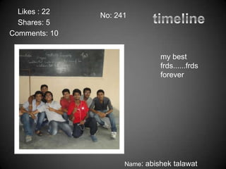 Likes : 22   No: 241
  Shares: 5
Comments: 10


                               my best
                               frds...
