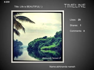 #:259

        Title: Life is BEAUTIFUL! :)




                                                       Likes: 29

        ...