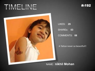 #:192




         LIKES:    29

         SHAREs:        03

         COMMENTS: 08



          A Tattoo never so beautiful!!




NAME:   nikhil Mohan
 