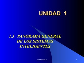 UNIDAD  1 1.3 PANORAMA GENERAL DE LOS SISTEMAS INTELIGENTES 