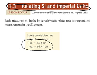 1.3 Convert SI to Imperial Units notes