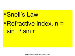 Sin I Sin Rgraph Refraction 1.3 refraction | PPT
