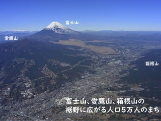 裾野市とは？
3
富士山
愛鷹山
箱根山
富士山、愛鷹山、箱根山の
裾野に広がる人口５万人のまち
 