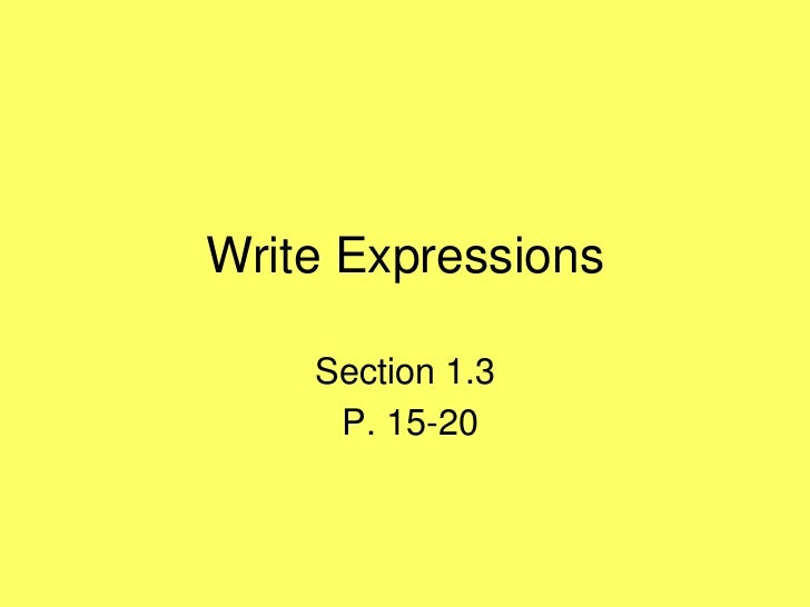 1.3 writing expressions part 1