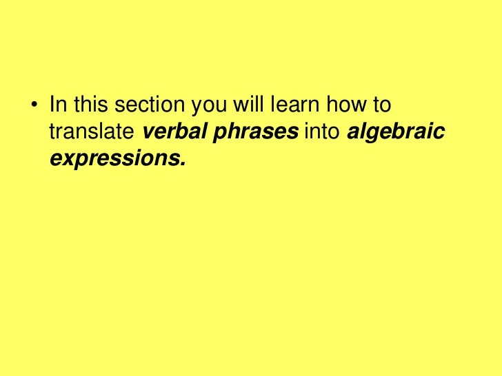 translate algebraic expressions