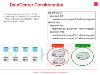 ⓒ
• Configure two tenants: Green & Red
• Create logical segments for the tenants
• Assign workloads to respective logical
segments shown below:
 
