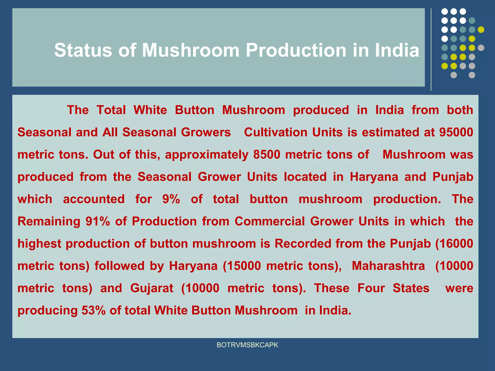 Total Button 1 4 -status of mushroom cultivation | PDF