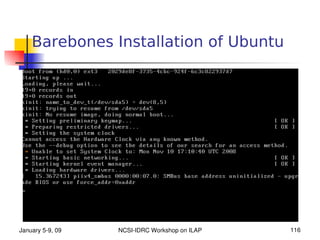 Barebones Installation of Ubuntu




January 5­9, 09   NCSI­IDRC Workshop on ILAP   116
 