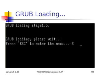 GRUB Loading...




January 5­9, 09   NCSI­IDRC Workshop on ILAP   122
 