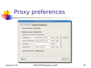 Proxy preferences




January 5­9, 09   NCSI­IDRC Workshop on ILAP   36
 