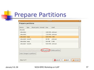 Prepare Partitions




January 5­9, 09   NCSI­IDRC Workshop on ILAP   57
 