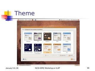 Theme




January 5­9, 09   NCSI­IDRC Workshop on ILAP   99
 