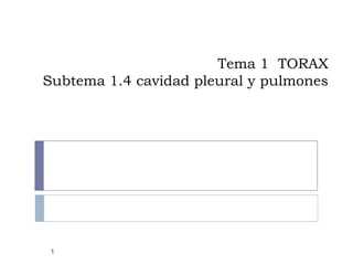 Tema 1  TORAX Subtema 1.4 cavidad pleural y pulmones 1 