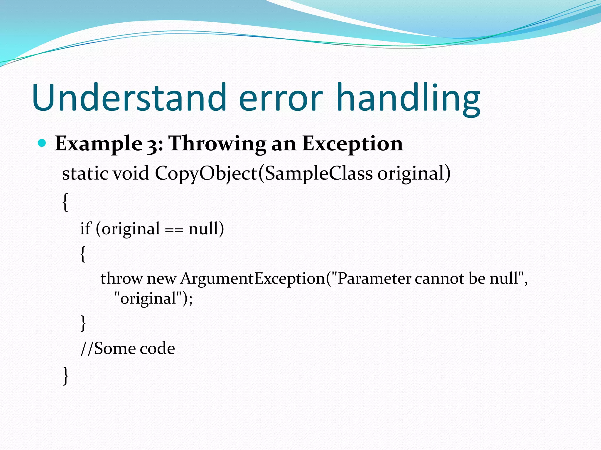 1.4 core programming [understand error handling] | PPT
