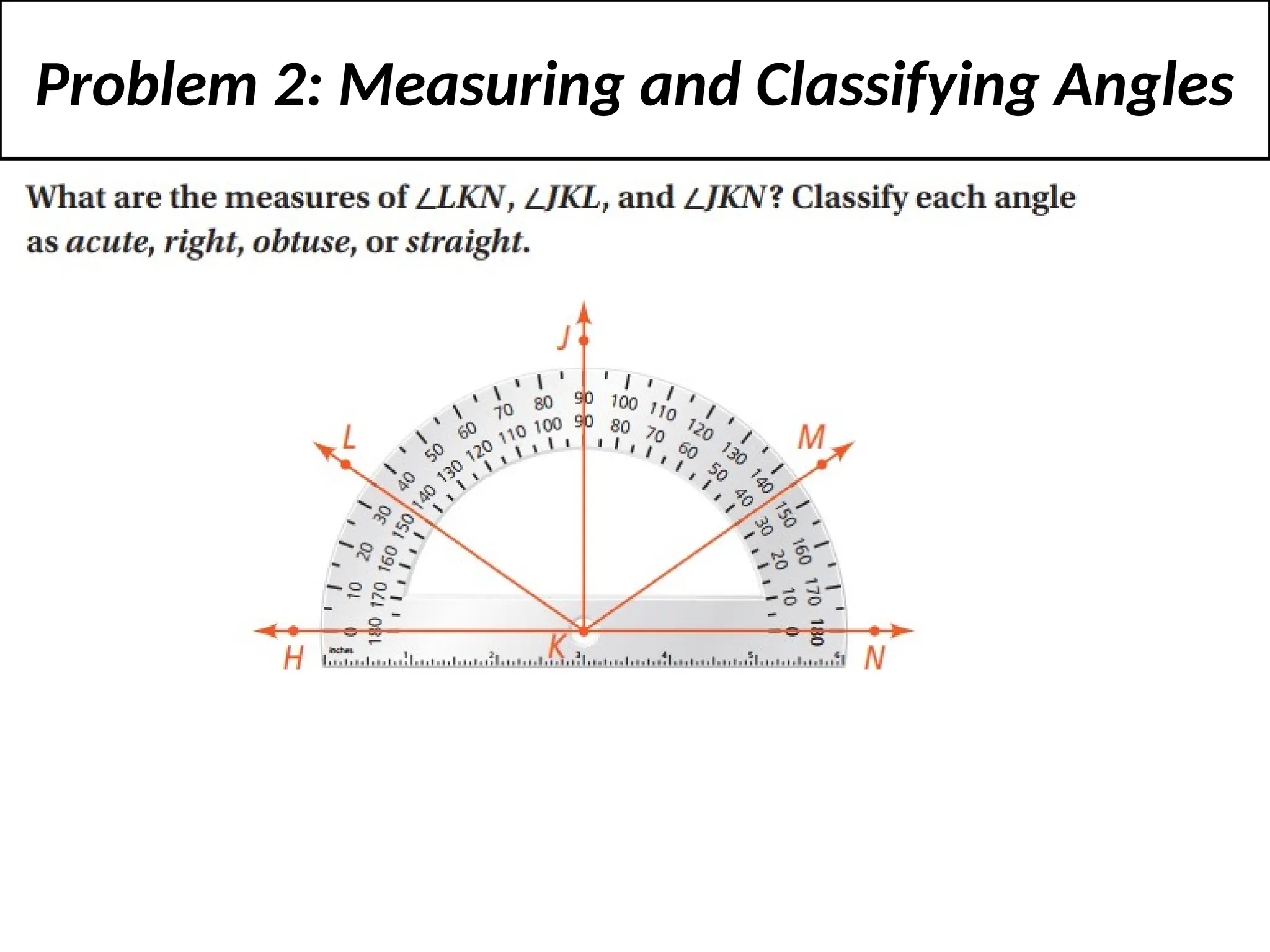Problem 2: Measuring and Classifying Angles
 
