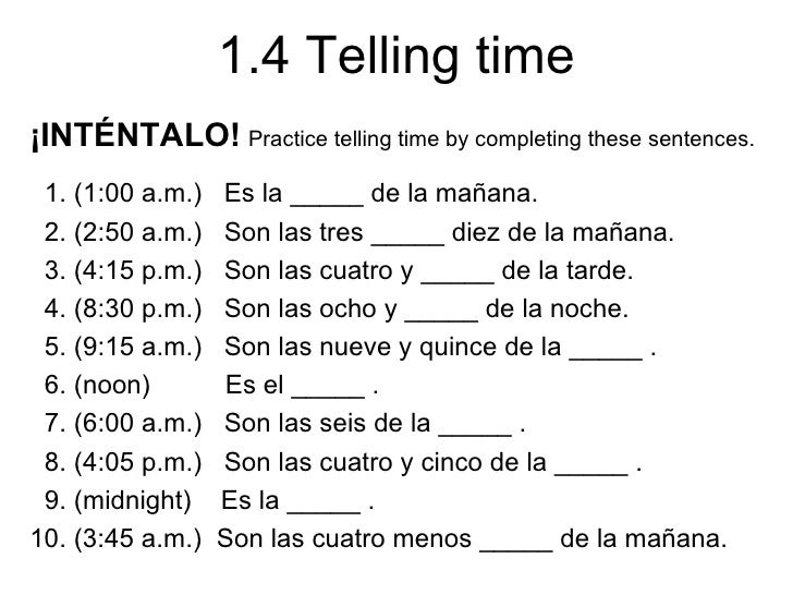 1.4 telling time