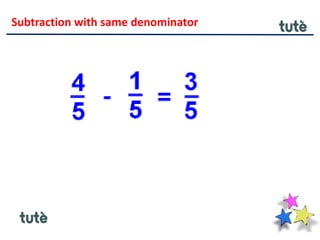 Subtraction with same denominator
 