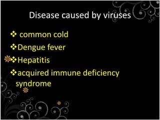 Disease caused by viruses  common cold