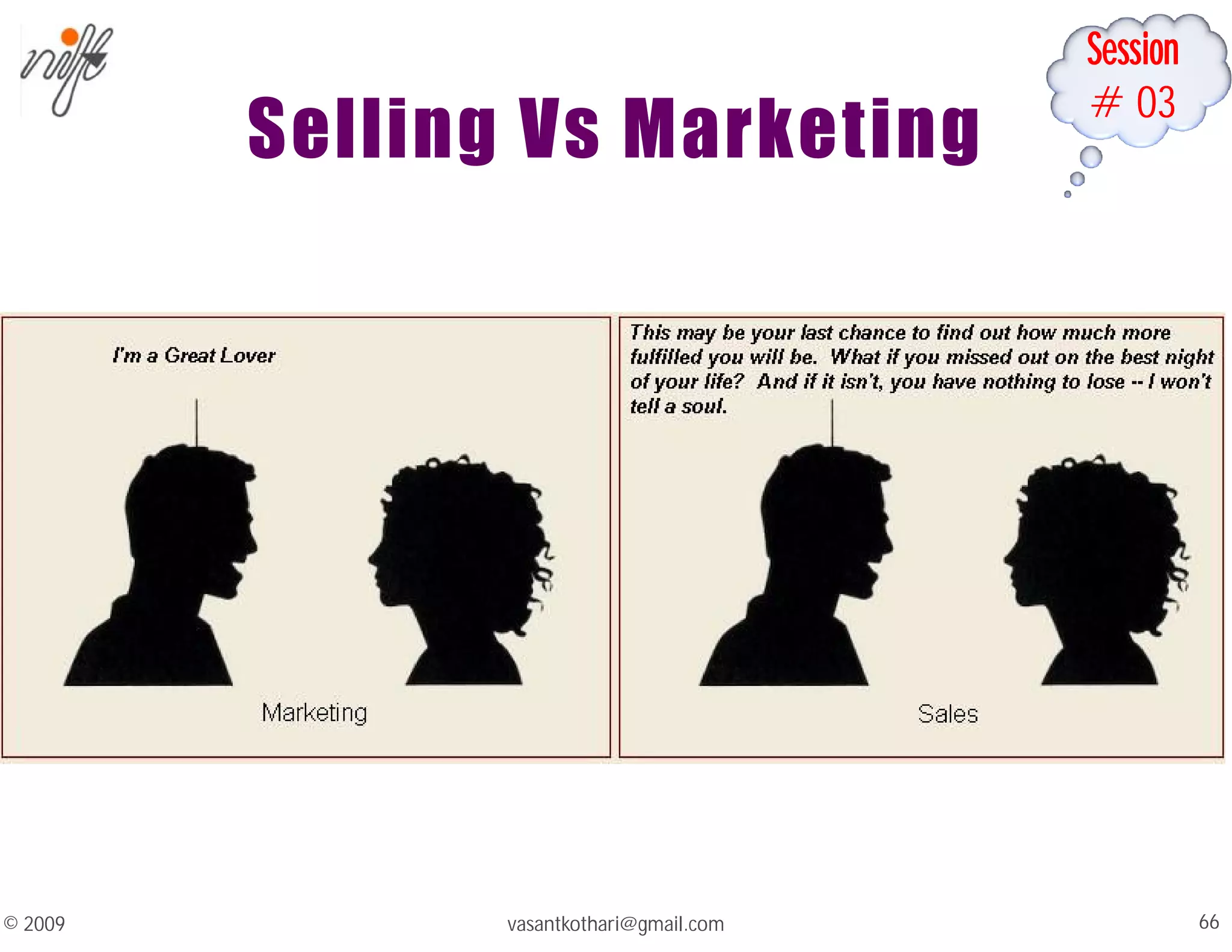 Session
#03
Selling Vs Marketing
vasantkothari@gmail.com 66
© 2009
 