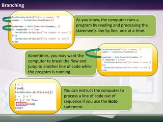 1.5 branching and subroutines | PPTX