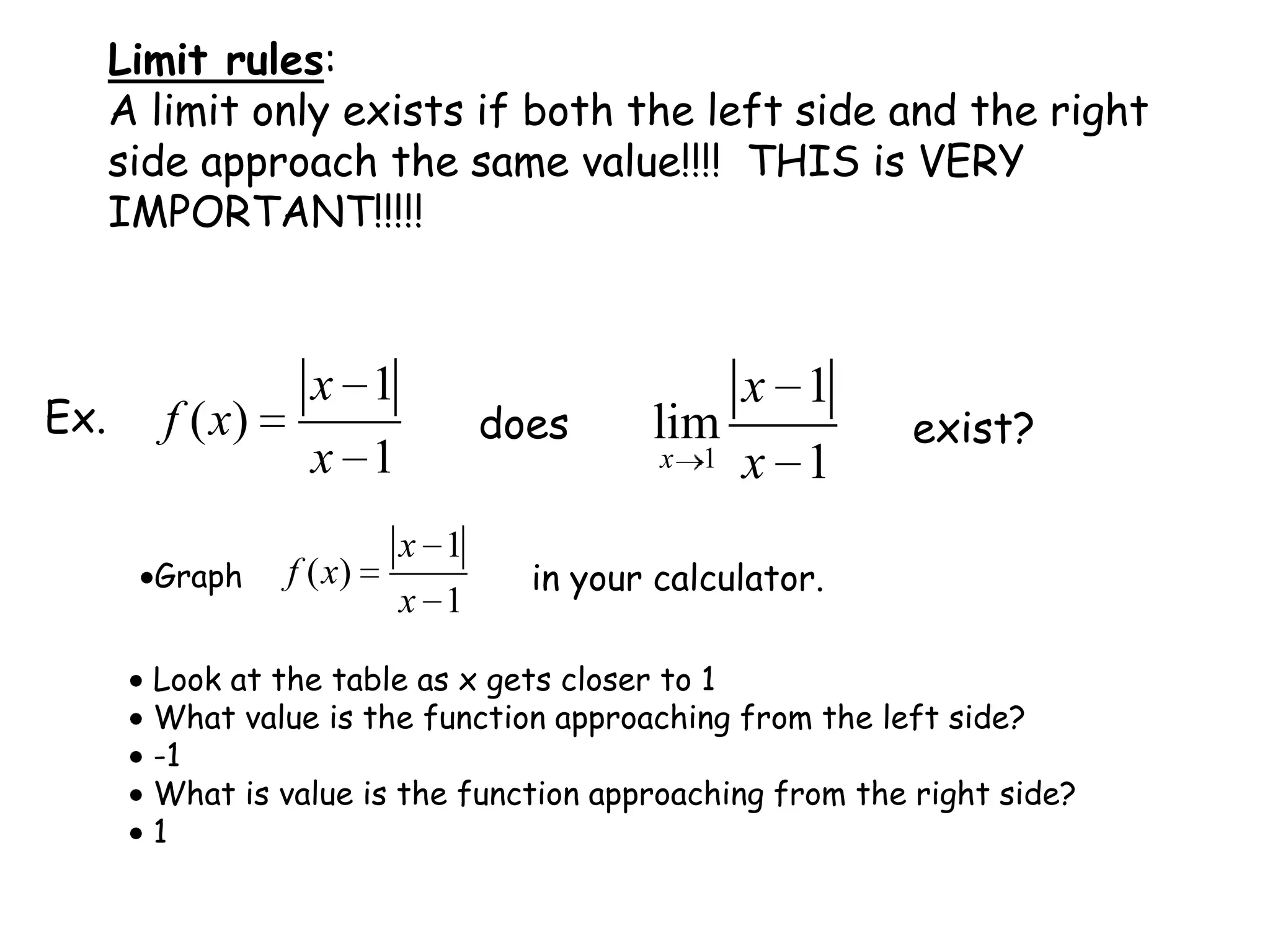  Set your table to start at x = 1 