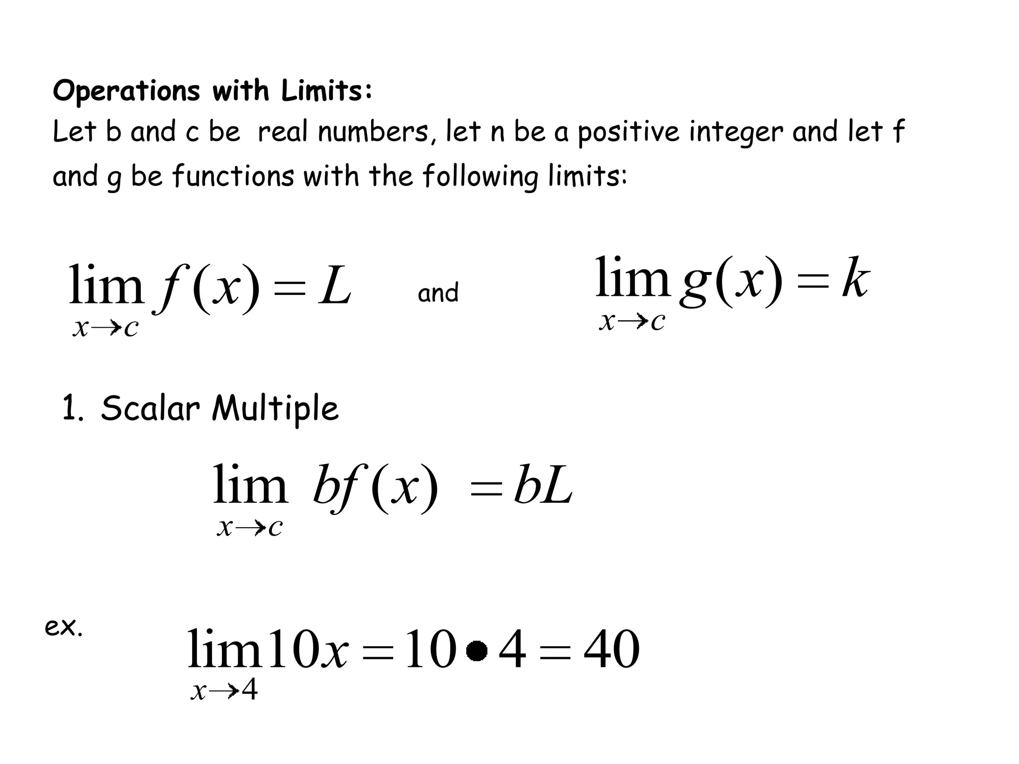   We can probably guess pretty accurately that the limit is equal to 2Limit rules:A limit only exists if both the left side and the right side approach the same value!!!!  THIS is VERY IMPORTANT!!!!!Ex.does exist?Graph  in your calculator. Look at the table as x gets closer to 1