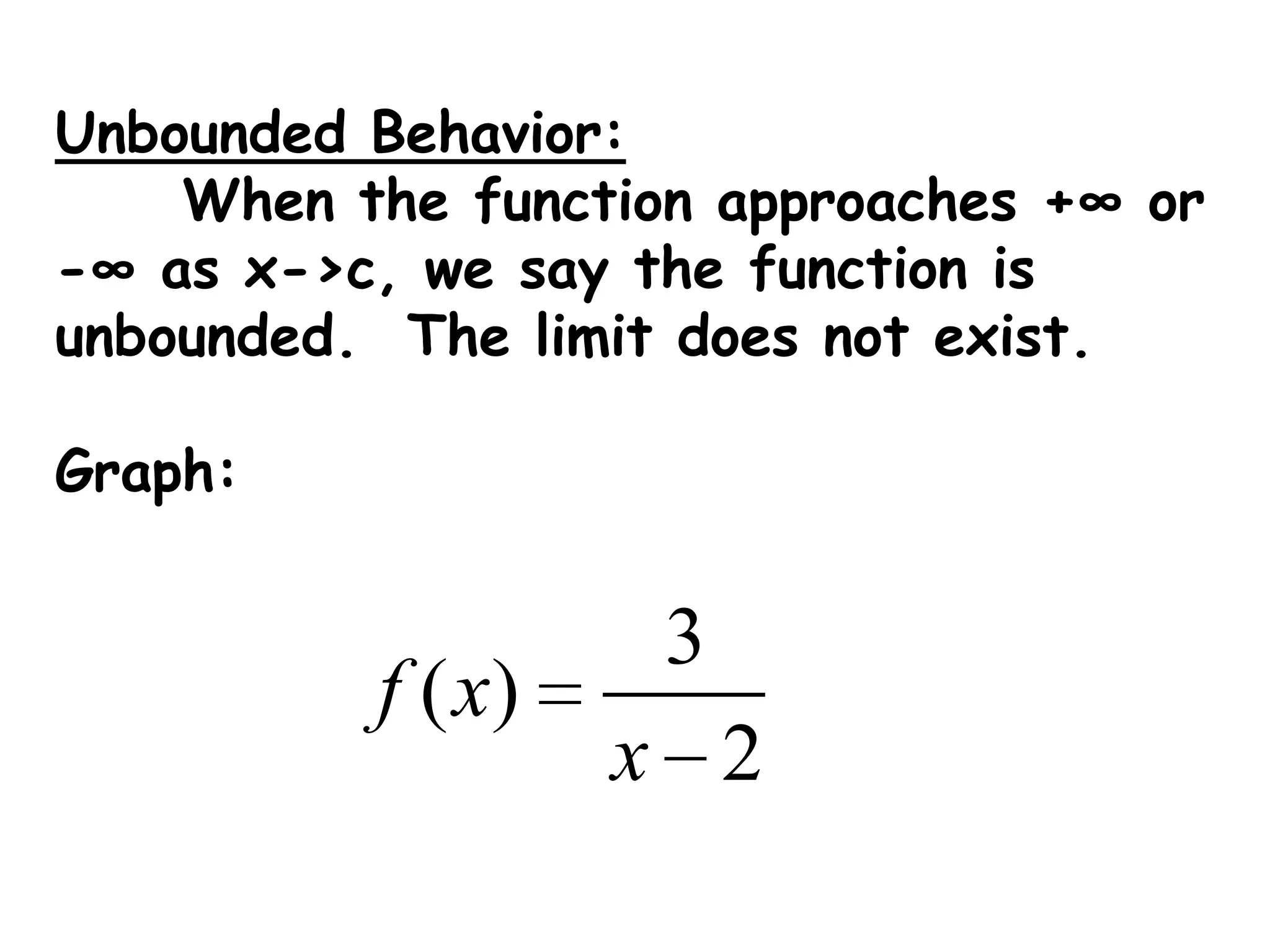 Go back to our first example. You must have figured by now that there was a reason we went back and reviewed all of our algebra skills. Simplify first!Now Direct Substitution works, we can substitute x = 1 into the function to find the value the function is approaching.Remember this is not necessarily solving for the actual value of the function, it is looking for what value the function is approaching as x -> that specific number.  Often x is approaching a number that will make the function undefined!