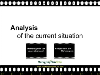 Analysis  of the current situation c   h  a   p   t  e   r  o  n  e Marketing Plan DIY  d anny abramovich Chapter 1out of 4  Marketing-mix www.MarketingPlanNOW.com 