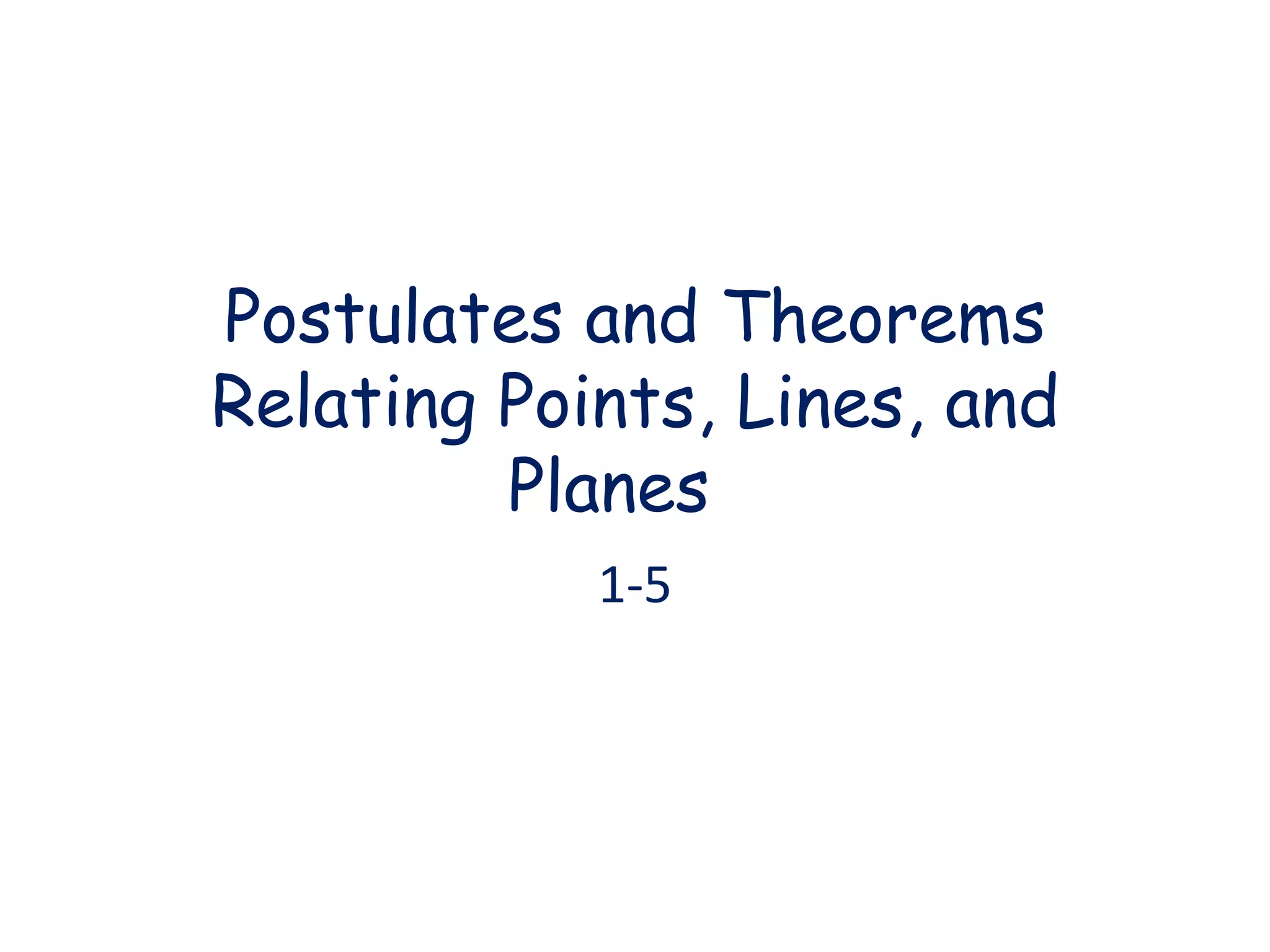 Postulates and Theorems Relating Points, Lines, and Planes 1-5