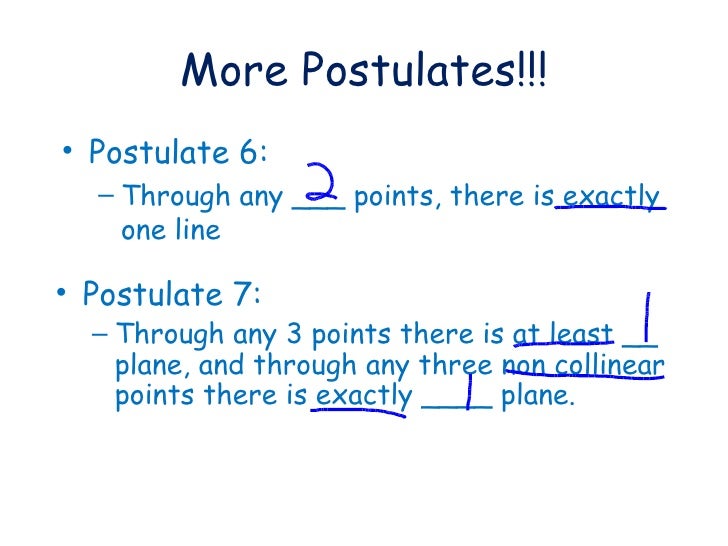 1 5 Postulates And Theorems Relating Points, Lines Filled In